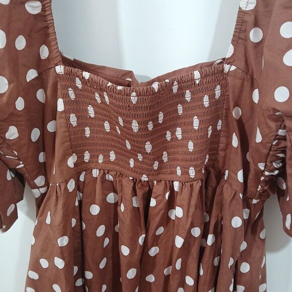 Abercrombie & Fitch Babydoll Puff Sleeve Polka Dot Mini Dress Large - Picture 4 of 12